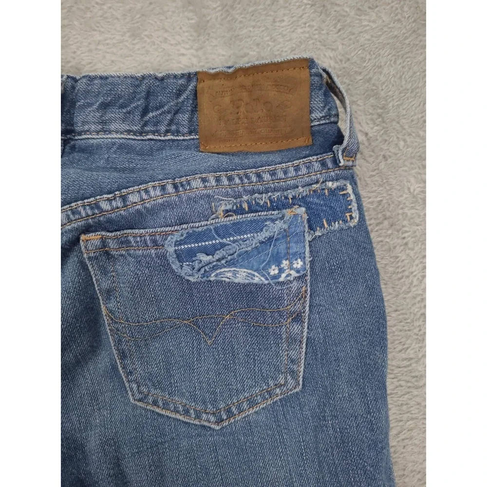 Polo Ralph Lauren Girls The Astor Slim Boyfriend Patchwork Denim Jeans - Size 7‎